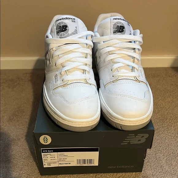 New Balance White and Gray Women's 550s - Picture 4 of 4